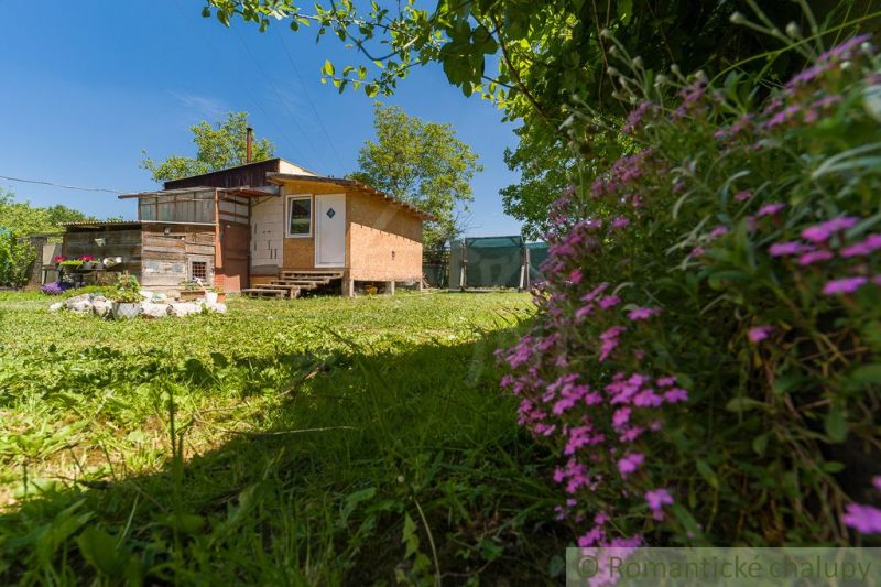 A cottage in Bernolákovo surrounded by a garden with flowers and a grassy area.
