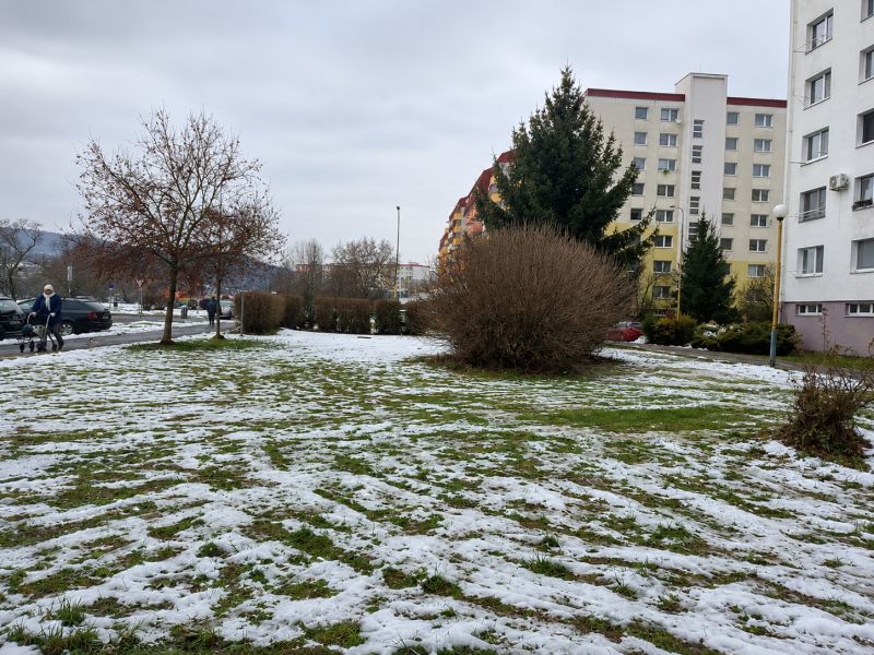 Winter scenery on Novozámocká Street, Zvolen, Banská Bystrica Region, Slovakia - Commercial land.