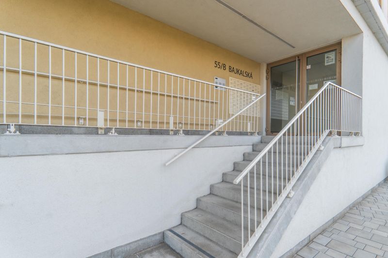 Entrance to a 3-room apartment on Bajkalská Street in Bratislava, Ružinov with a staircase.