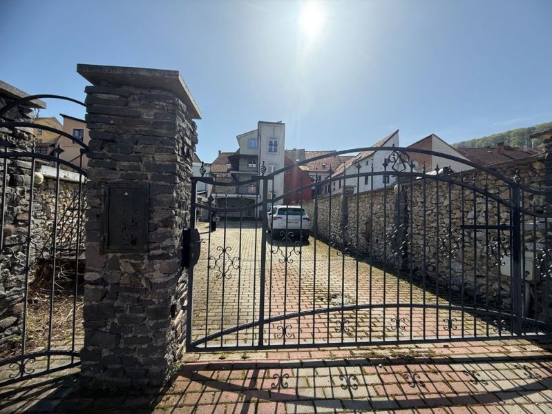 Closed metal gate on Dolná Street, Banská Bystrica, Banská Bystrica District, Banská Bystrica Region, Slovakia.