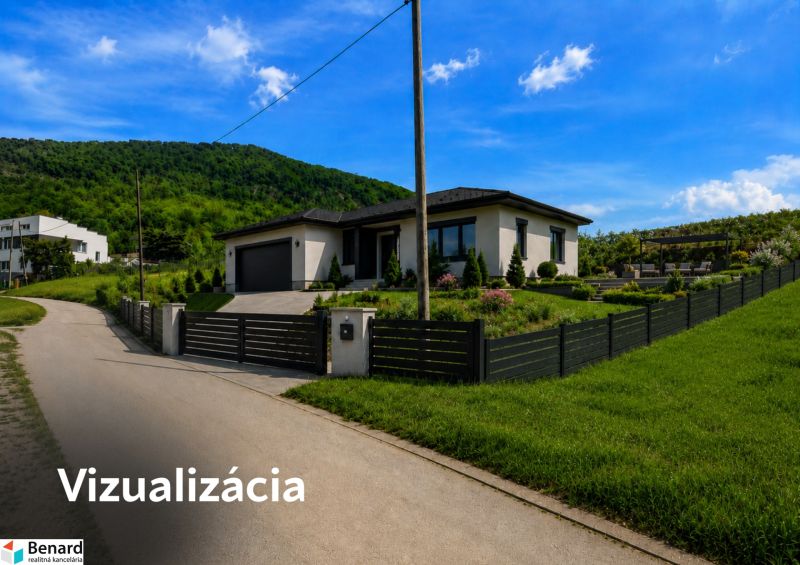 A family house with a landscaped plot for living in Fintice, surrounded by greenery and mountains.