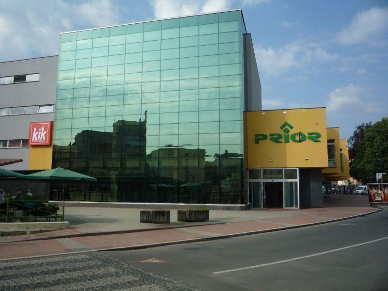 Shopping center with a glass facade on Robotnícka Street in Banská Bystrica, Banská Bystrica District.