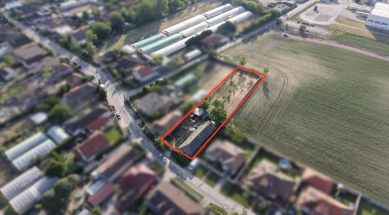 Aerial view of a family house in Nesvady with a spacious plot.