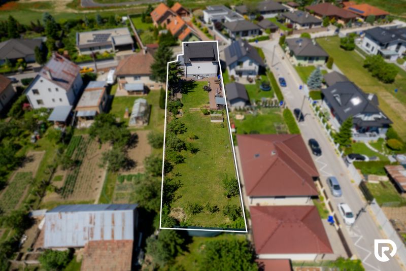 Aerial view of a large family house property on Jahodova Street in Trencin.