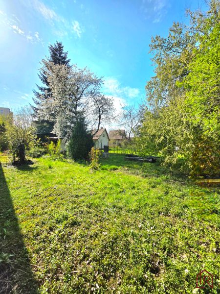 Gardens on 1st May Street in Košice-Krásna with a lawn and fruit trees.