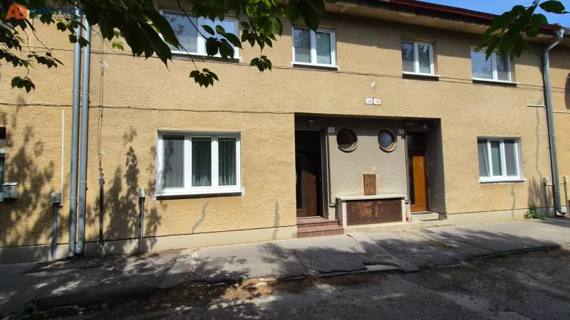 The facade of the building on J. Emanuela Street in Vrbové, suitable for a 2-room apartment.