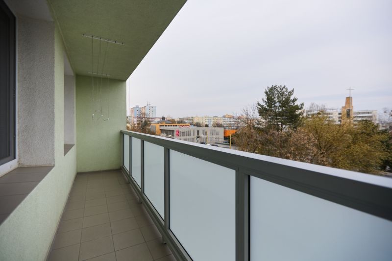 The balcony of a 4-room apartment on Markušova Street in the Západ district of Košice.