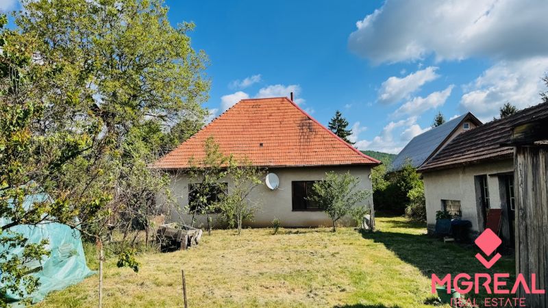 A family house in Pažiť with a red roof in a landscaped garden.
