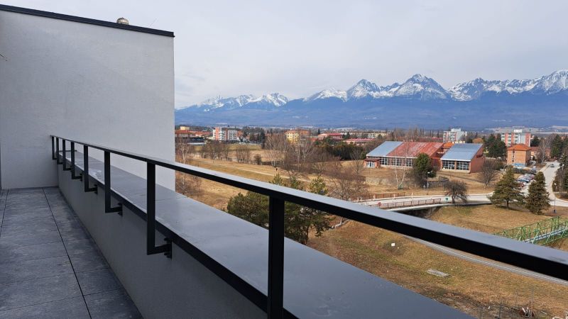 View from the balcony of an apartment on Jilemnického Street in Svit to the panorama of the Tatras.