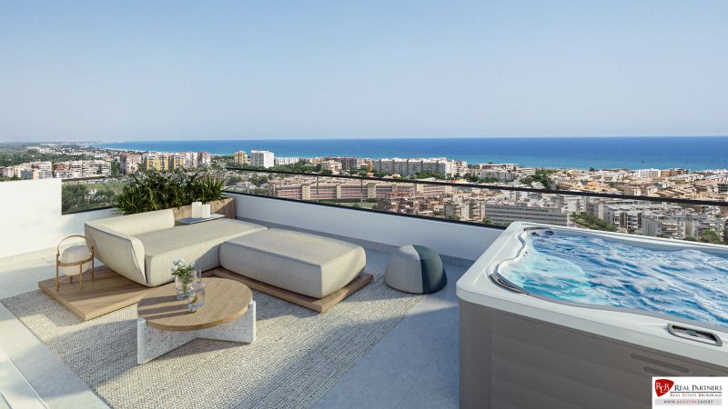 Recreational apartment in Canet d'En Berenguer with terrace, jacuzzi, and panoramic city views.