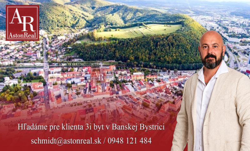 Aerial view of Banská Bystrica with a beautiful panorama and searching for a 3-room apartment.