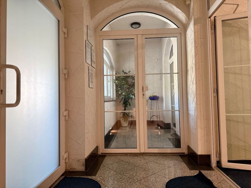Entrance hall with glass doors and a plant, Unusual properties.