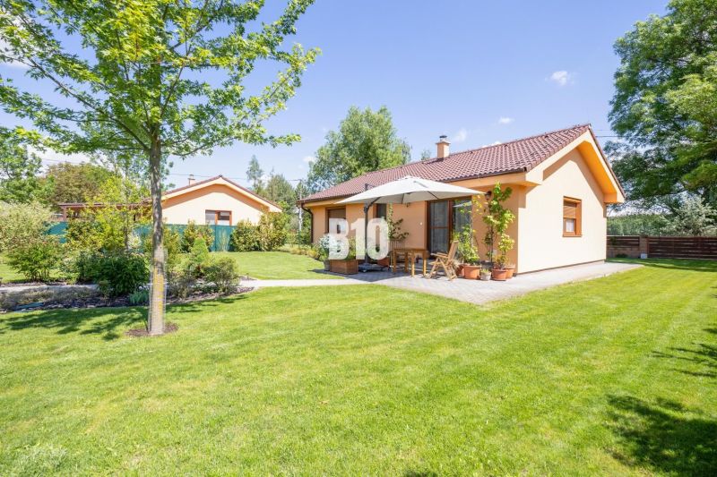 A family house in Bílkove Humence with a garden and a terrace with seating.
