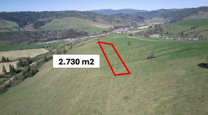 Agricultural and forest land Čierny Balog, area 2,730 m² between picturesque hills.