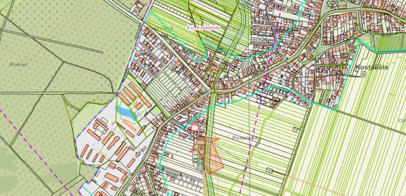Land map for residential plots behind the apartment building in Kostolište.