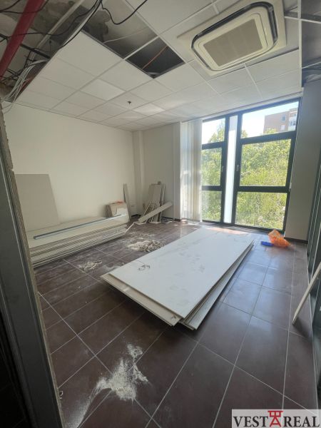 Offices with a view of room renovation, tiled floor.