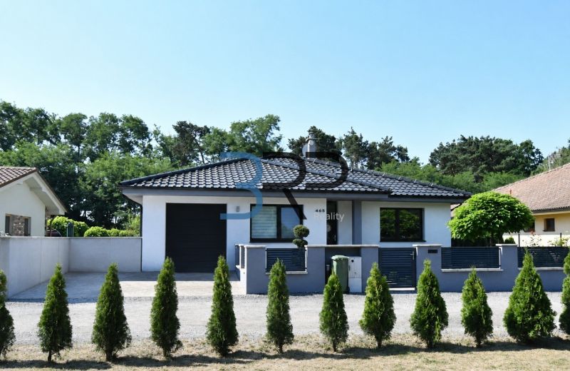 A family house in Šajdíkovce Humence, with a garage and a landscaped garden.