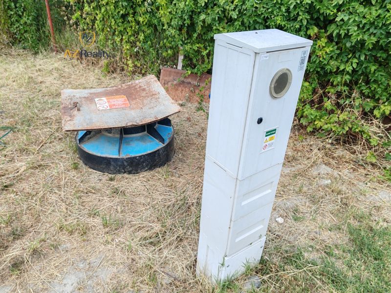 Electrical distribution box and cover in the gardens of Komárno.
