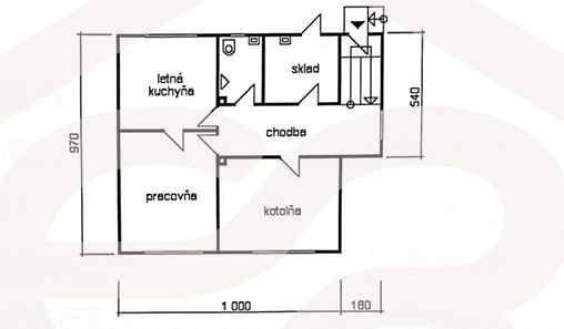 Kitchen, office, boiler room, hallway, storage.