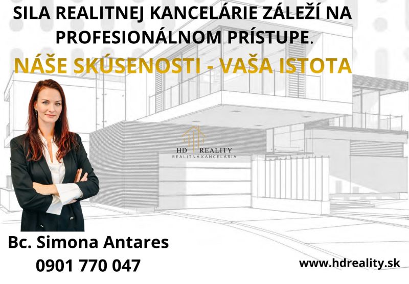 Real estate agency advertisement poster with contact details and building visualization.