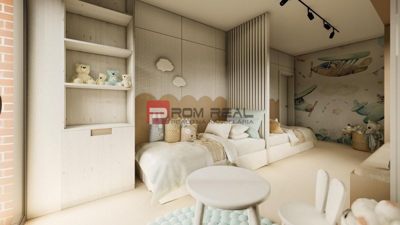 Children's room in a 4-room apartment with bright decorations and toys.