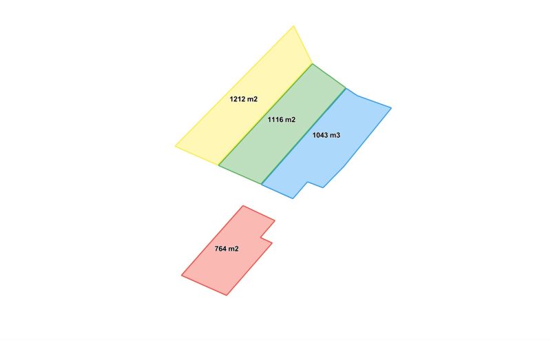 Cadastral map of residential plots in the village of Vrbovce, Laski Street, with area designations.