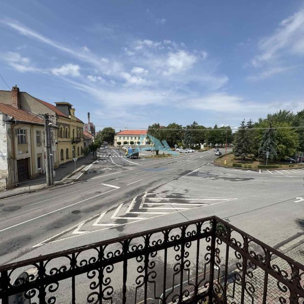 View from the balcony of abandoned commercial spaces in Šahy on the Main Square.