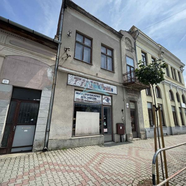 Commercial premises in the town of Šahy on the Main Square, exterior of a historic building.