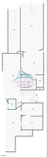 The floor plan of the commercial spaces shows seven rooms with various dimensions.