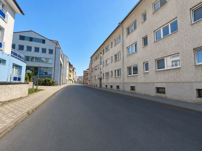 Robotnícka Street in Banská Bystrica with residential buildings; location for a 2-room apartment.