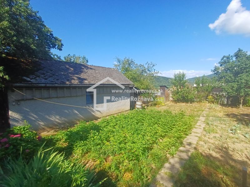 A garden at a family house in Rožňava with a lawn and lots of greenery.
