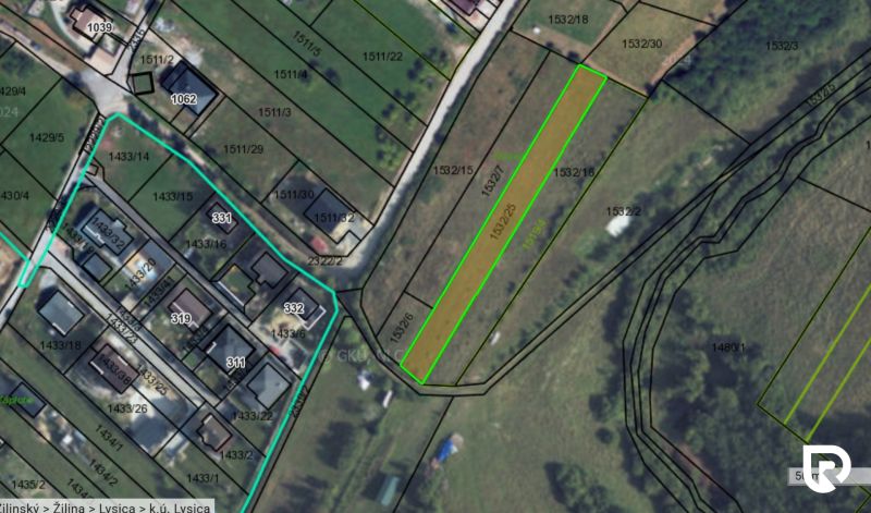 The map shows plots and boundaries of recreational lands in Lysice.