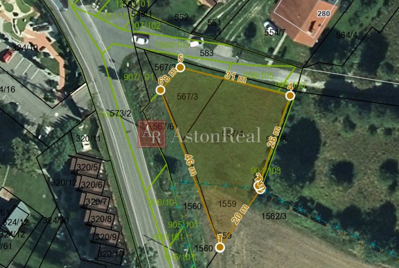 View of the cadastral map of residential plots in Poprad.