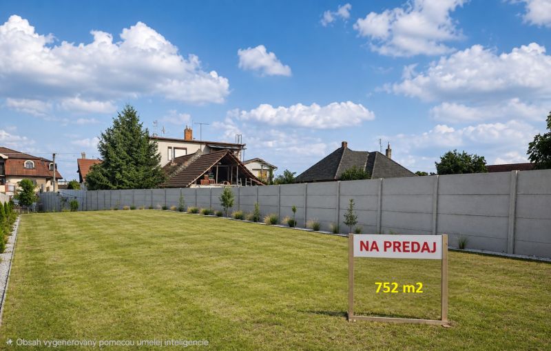 Land - residential in Tešedíkovo for sale, 752 m², surrounded by greenery and a fence.