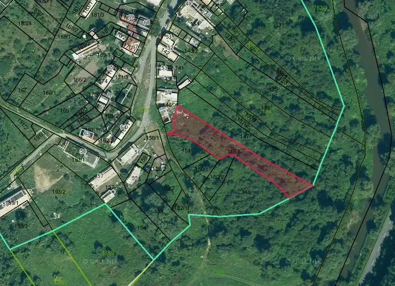 Aerial view of residential plots in Muli with marked parcels.