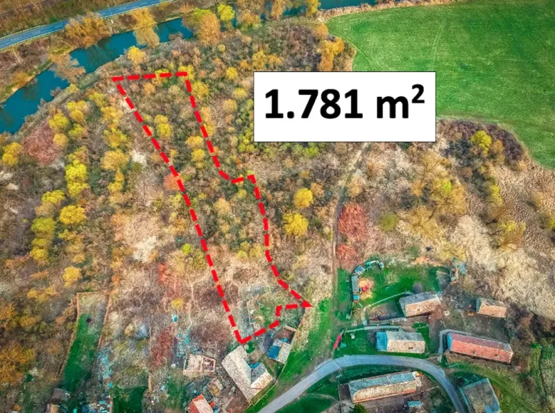 Aerial view of residential land plots in the village of Muľa.