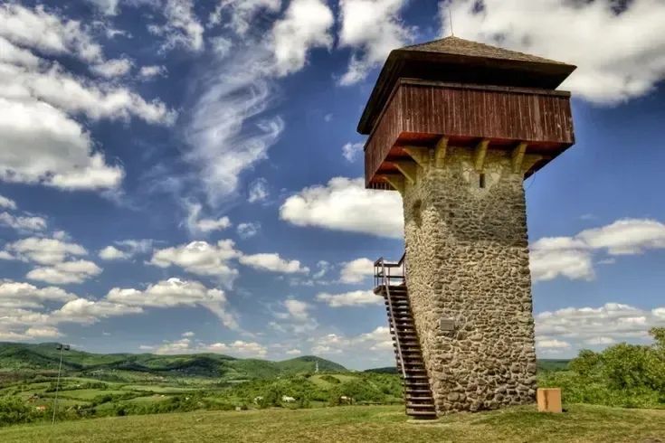 Stone tower with stairs, an interesting structure in nature near Krupina, Unusual properties.