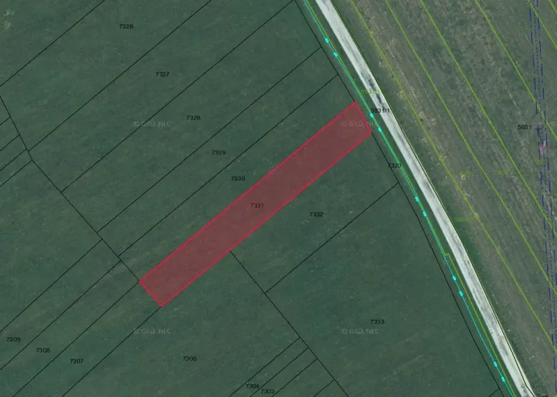 Cadastral map of the Special Properties area in Podkylava with the plot marked.