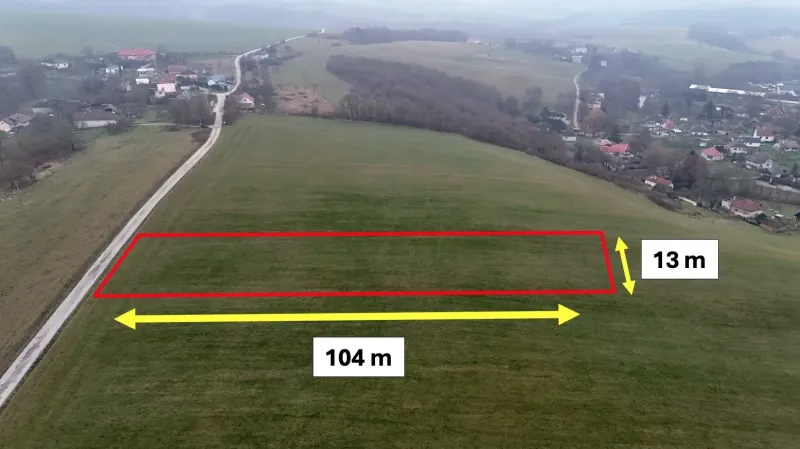 Aerial view of the property in Podkylava with marked dimensions, peculiar real estate.