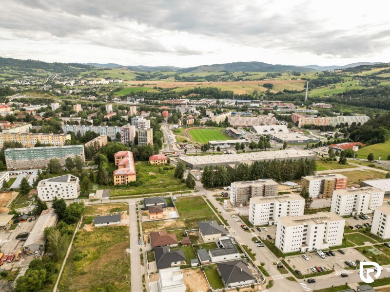 Aerial view of the Barracks District in Brezno, focused on Residential Land.