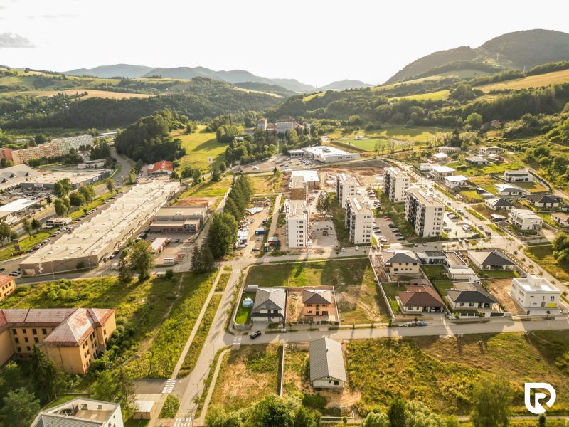Aerial view of the Barracks District in Brezno, Land - living in a green environment.