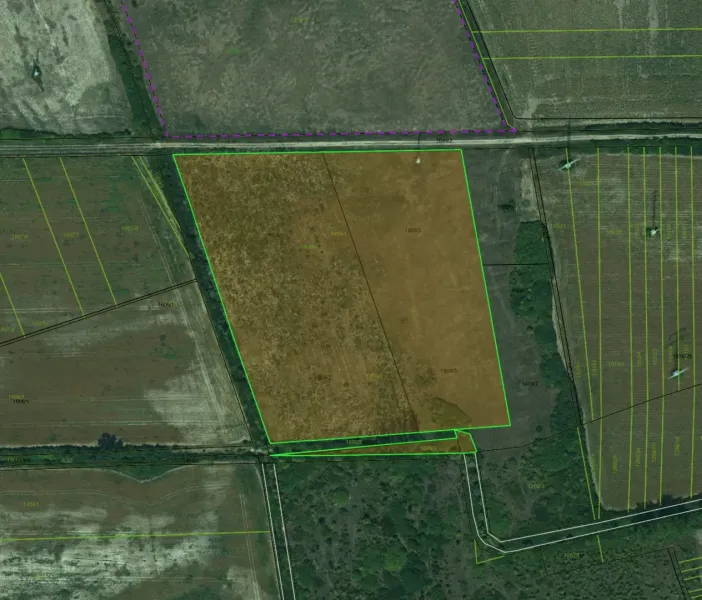 An orthophoto of Zemplínske Kopčany captures agricultural and forest lands with marked parcel numbers.