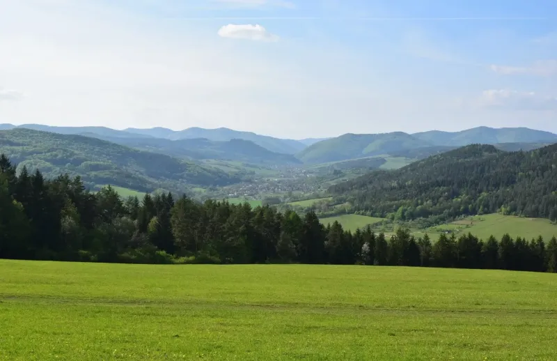 The region of Horná Mariková surrounded by mountains and forests, agricultural and forest lands.