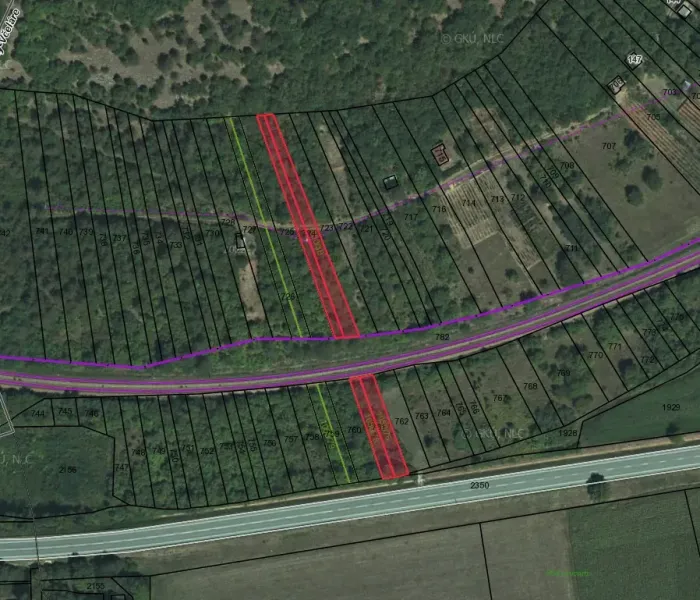 Aerial view of land and roads around Dvorníky - Včeláre, Záhrady.
