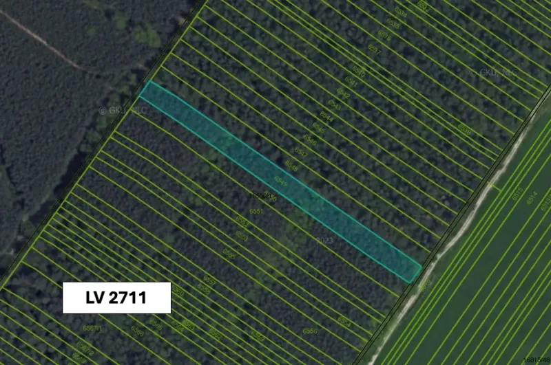 Aerial map of agricultural and forest lands in Jablonov.