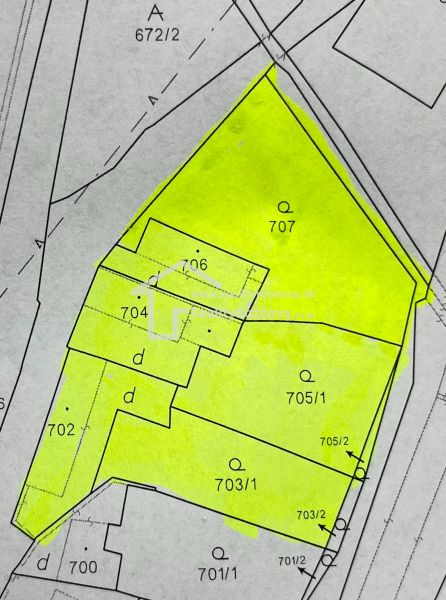 Cadastral map showing residential plots in Rožňava.