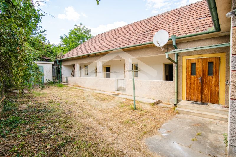 A family house in Kapince with a terrace, wooden doors, and a satellite dish on the roof.