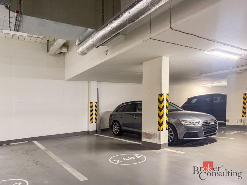 Underground parking on Továrenská Street in Bratislava-Staré Mesto with an Audi car.