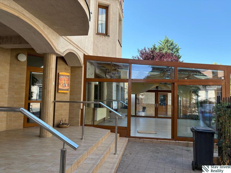 Commercial premises on Turecká Street in Senec with a glass facade and entrance.