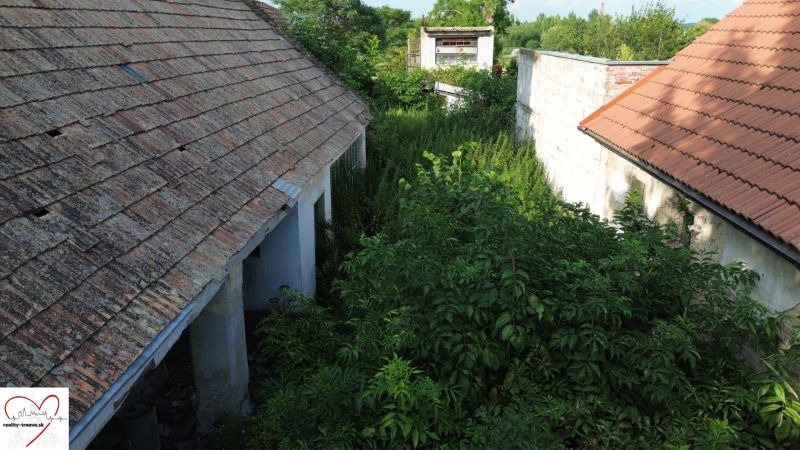 An older building with mature vegetation on the premises - housing on L. G. Zaoseka Street, Banská Bystrica.